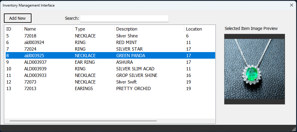 Inventory Management Interface