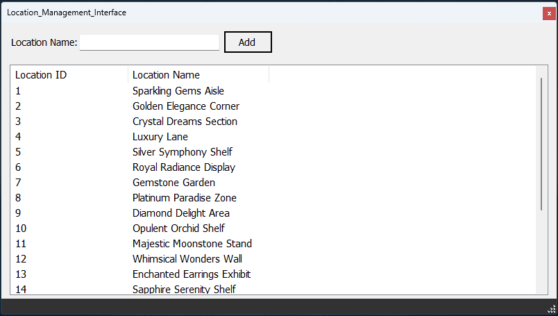 Location Management Interface